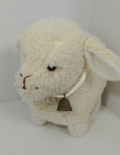 Eden plush cream off white sheep lamb neck ribbon bow cow bell vintage