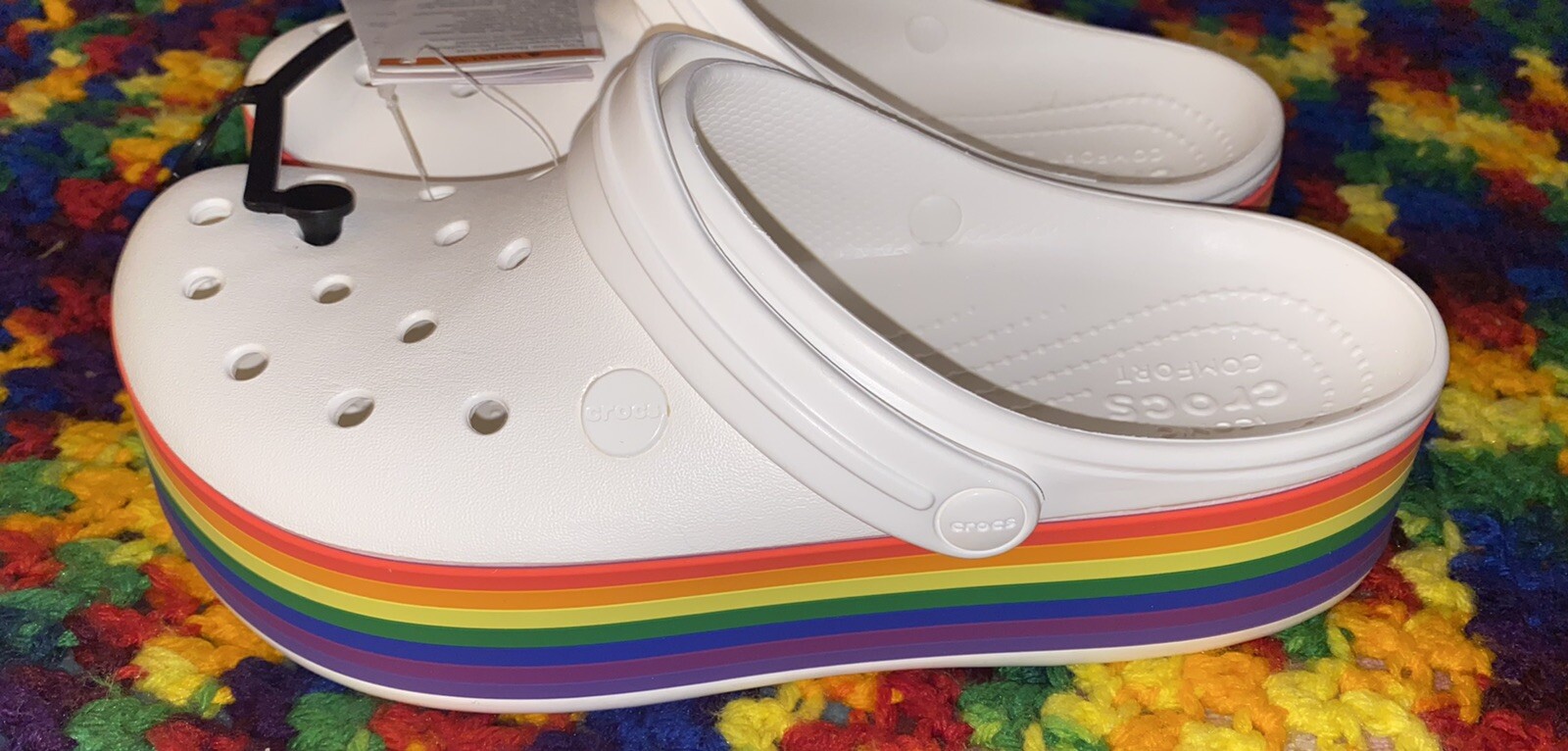 platform white crocs