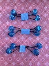 8 Vintage Clear Jewel-tone Blue Bobble Knocker Ball Pony Tail Elastic Hair Ties