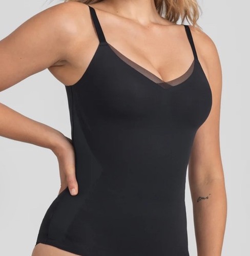 $89 HONEYLOVE CrossOver CAMI Tank VAMP Black Padded Cups-Size XL EUC!