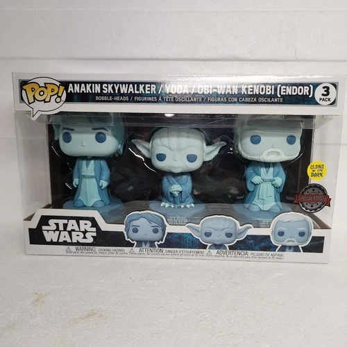 Funko POP! Star Wars: Anakin Skywalker/ Yoda/ Obi-Wan Kenobi (Endor) 3 Pack GITD