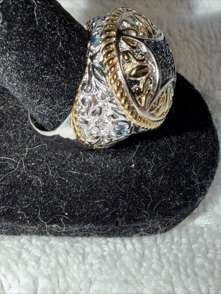 Gorgeous Victoria Wieck Sterling Silver & Blue Diamond Statement Ring Size 8 - Image 3 of 4