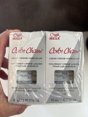 12 Wella Color Charm Permament Liquid HairColor 7CG Medium Platinum Gold Blonde