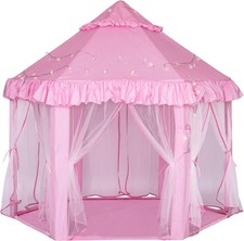 Kids Princess Play Tent Castle with Star Lights | Hexagon 140 × 135 cm