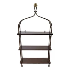 Vintage Mid-Century MODERN Rope & Tassel BRONZE Display Wall ETAGERE Bookshelf