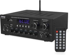 Home Karaoke Amplifier Receiver with Bluetooth Streaming, 200 Watt Peak, Dual Mi