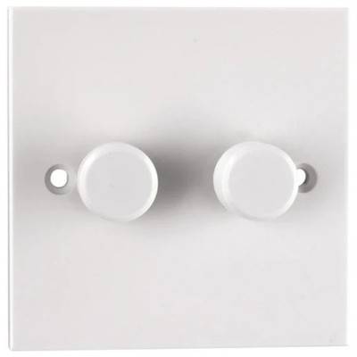 2 Gang Dimmschalter 2-fach drehbar 0-250W weiß Doppel Licht Dimmer eckiger Rand