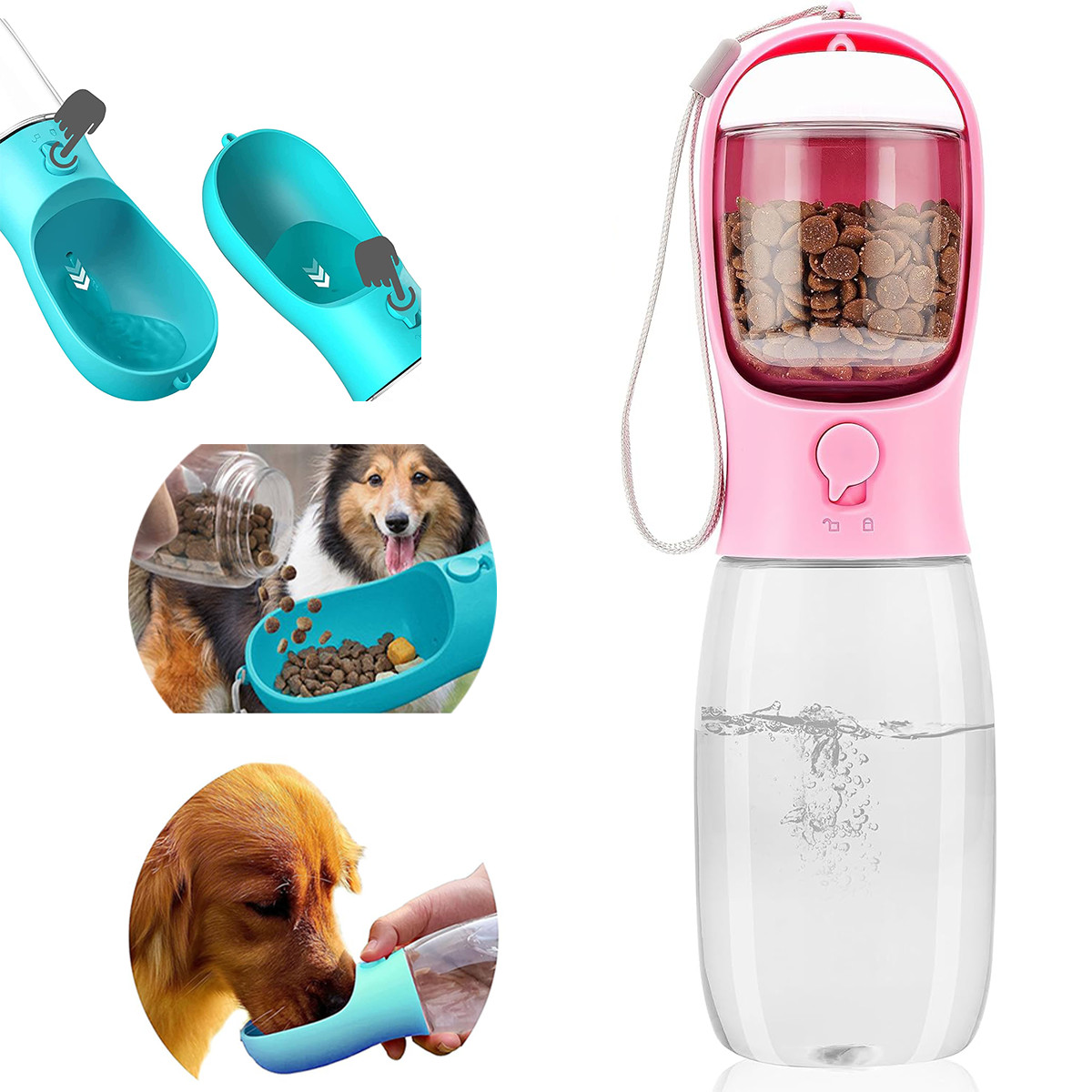 Portable Pet Water Bottle | Food Dispenser Travel Cup Leakproof Dog Cat Supply U