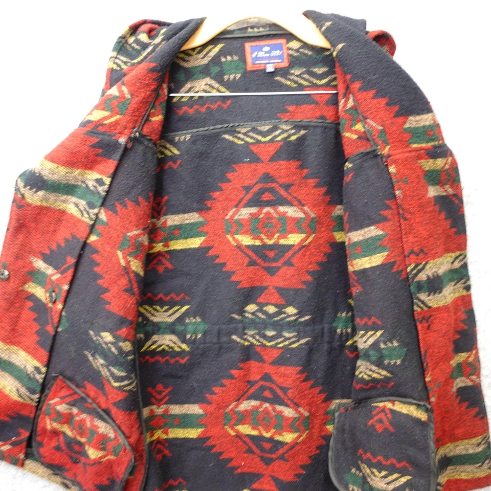 Aztec Blanket Coat Womens M Red Rust Hoodie Southwestern Parka I LOVE H81 F21 - Image 2 of 4