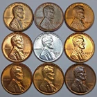 9 Lincoln Wheat Cents Uncirculated/Toned All Different Dates! (Lot#2)