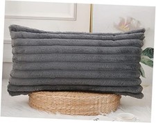 Faux Fur Decorative Lumbar Throw Pillow Covers 12 26" x 12" Pack of 1 Grey-1