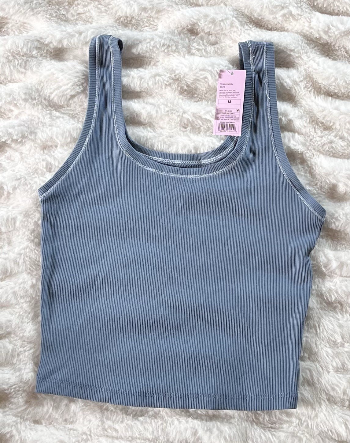 Wild Fable Women’s Slate Blue Rib Cropped Tank Top Size Medium New