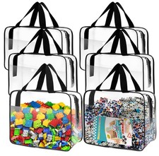 6 Packs Clear Storage Bags, Large Transparent PVC Organizing Bags with Zipper...