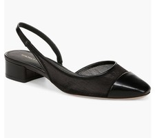 NWD 375 Veronica Beard Cecile Half D  Orsay Slingback Pump Blk/Black Fabric Sz7