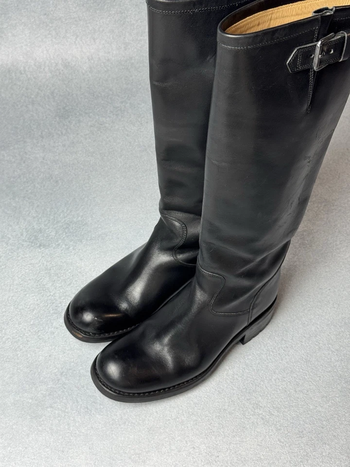 Botas Free Lance Paris Geronimo Hasta la Rodilla Cuero Negro Motociclista Hebilla Talla 36 Foto 3 de 4