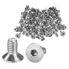 100pcs Flat Head Machine Screws Hex M2.5x0.45 Stainless Steel 5mm Length