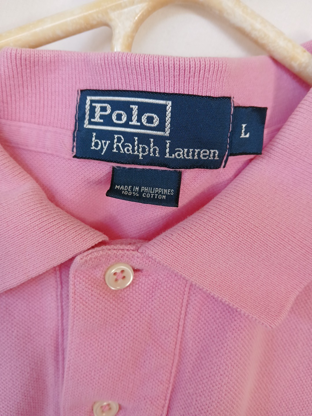 Polo Ralph Lauren uomo camicia L rosa verde polo pony logo manica corta due bottoni