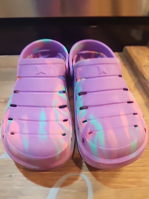 Rugged Shark Kid Size 2  Purple/Pink/Teal Clog
