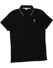 JACK  JONES Mens Polo Shirt Large Black Cotton AU03