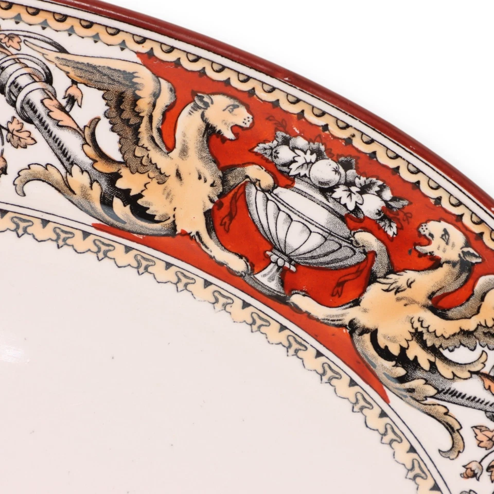 Plato de servir ovalado Minton rojo florentino C495 17 1/2" Lg Inglaterra antiguo 1862 Foto 2 de 4