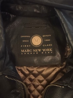 Marc New York Andrew Marc Men s Black Leather Zip Front Jacket Point Collar M
