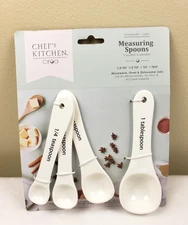 🌻Chef's Kitchen White Farmhouse Style Ceramic Measuring Spoons- Set of 4