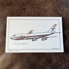 Roy Anderson Art Airplane Jet Postcard Boeing Model 747 United Airlines