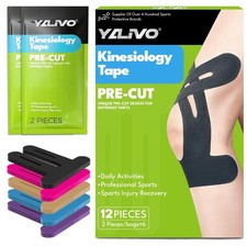 Precut Kinesiology Tape for Knees, 12 Pcs Individual Packeaged - Knee Support...