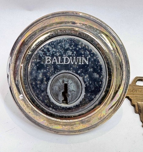 Baldwin SC.TRD Traditional Round Single Cylinder Keyed Entry Polished Brass READ - Picture 3 of 16