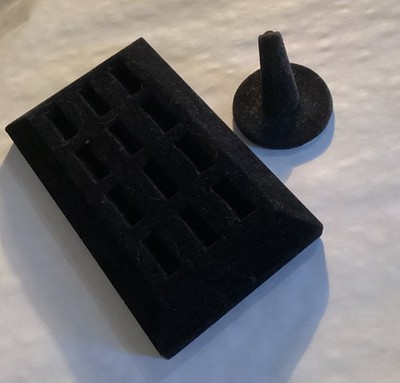 Black Velvet Jewelry Ring And Finger Display Button Rings,Hair Ties, Bobby Pins