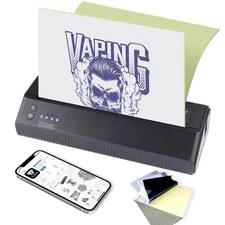 Wireless Stencil Printer, 20pcs Transfer Paper, Tattoo Kit Artists & Beginners