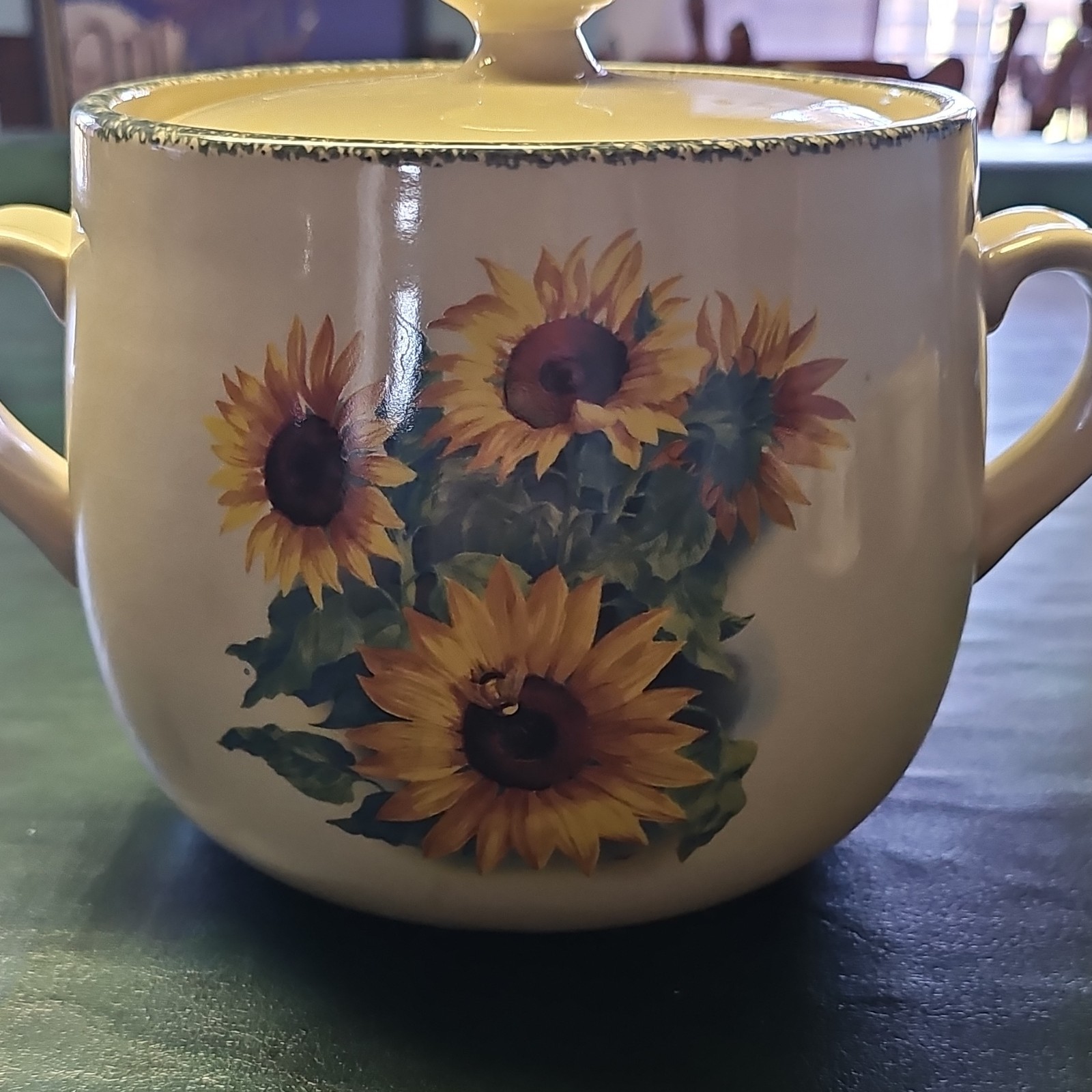 Home & Garden Party Stoneware Collection Sunflower Cookie Jar with Lid