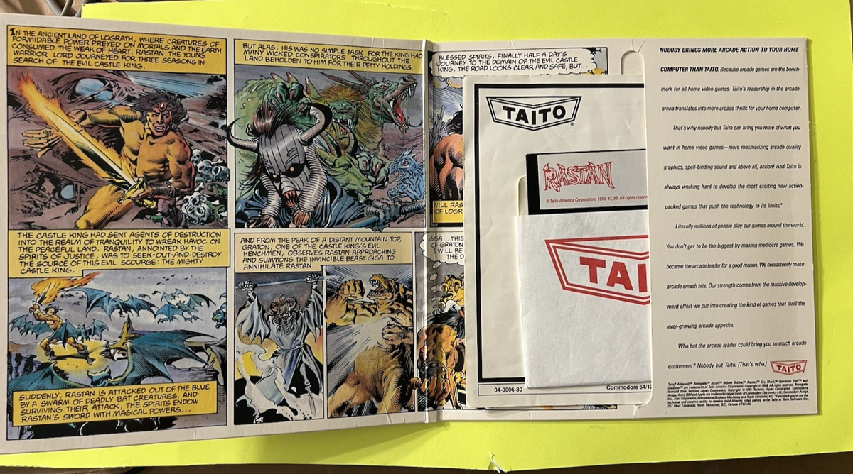 VINTAGE RASTAN COMMODORE 64/128 GAME TAITO - Complete