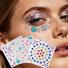 4 Sets Face Jewels Sticker Make Up Adhesive Temporary Tattoo Body Art Gems