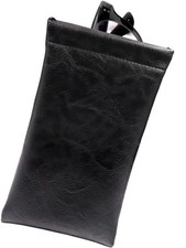 Soft Squeeze Top Glasses Case, Slim Eyeglasses Medium Pouch Men Women, Black