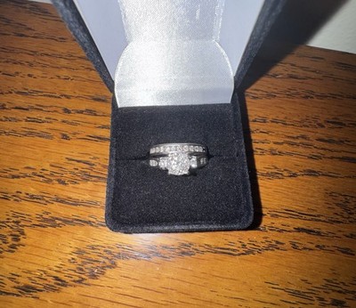 White Gold 14k Diamond Engagement/Wedding Ring Set Size 5.25 Round Prong 2mm