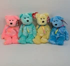 Ty Beanie Babies (Lot 4) Sherbet Bear Pink Yellow Green 2001 Blue 2002 Tag Vtg