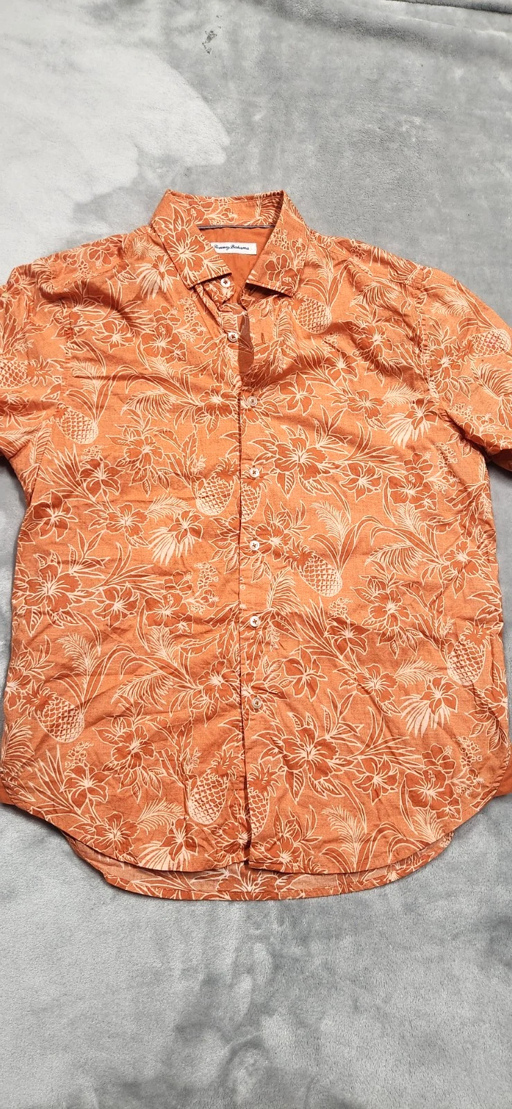 Tommy Bahama Men's Medium 100% Pima Cotton Button Up Orange Del Fuego Shirt