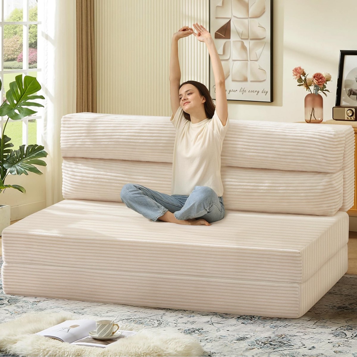 Folding Sofa Bed, Convertible Sleeper Chair with Pilow Foldable