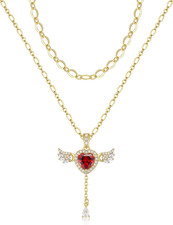 Angel Heart Necklace for Women Trendy,14K Gold Plated Dainty Layered Necklaces S