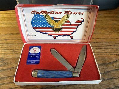 WHITE TAIL CUTLERY CLASSIC COLLECTION SERIES 2 BLADED KNIFE W/BOX 3 BLADE 4.25CL