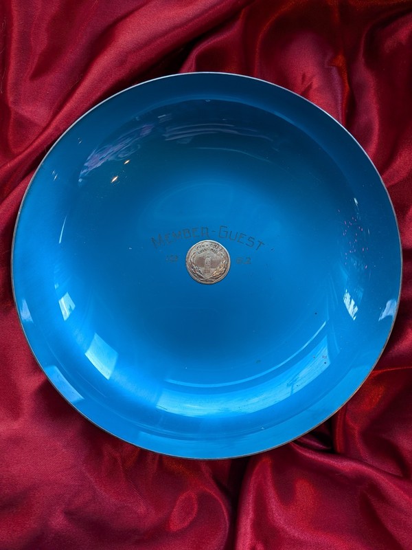 Vintage Cohasset Golf Club Member Guest 1962 Silverplate & Blue Enamel Bowl