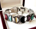 BEAUTIFUL VINTAGE STERLING SILVER SCOTTISH AGATE BRACELET