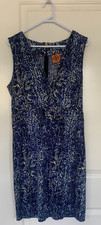 Tory Burch - 100% Silk Blue Animal Patterned Dress with Logo Zip - Size Large