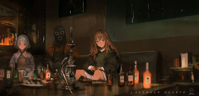 Anime girls original characters hookah _lm7_ two women playmat gaming mat