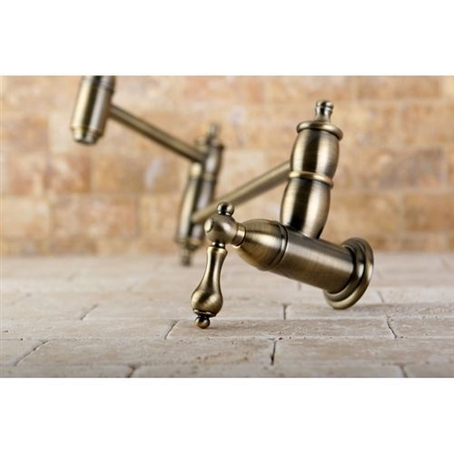 Traditional Restoration Kitchen Faucet Pot Filler In Vintage Brass, Antique Gold - Picture 3 of 5
