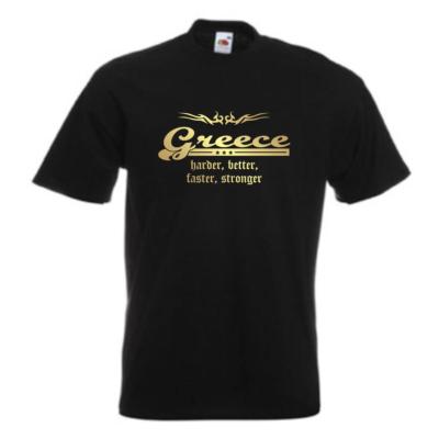T-Shirt GRIECHENLAND Greece harder better faster stronger golddruck (WMS07-23a)
