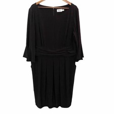 Eliza J Womens NWOT Black Flounce Boat Neck Pockets Sheath Stretch Dress Sz 20W