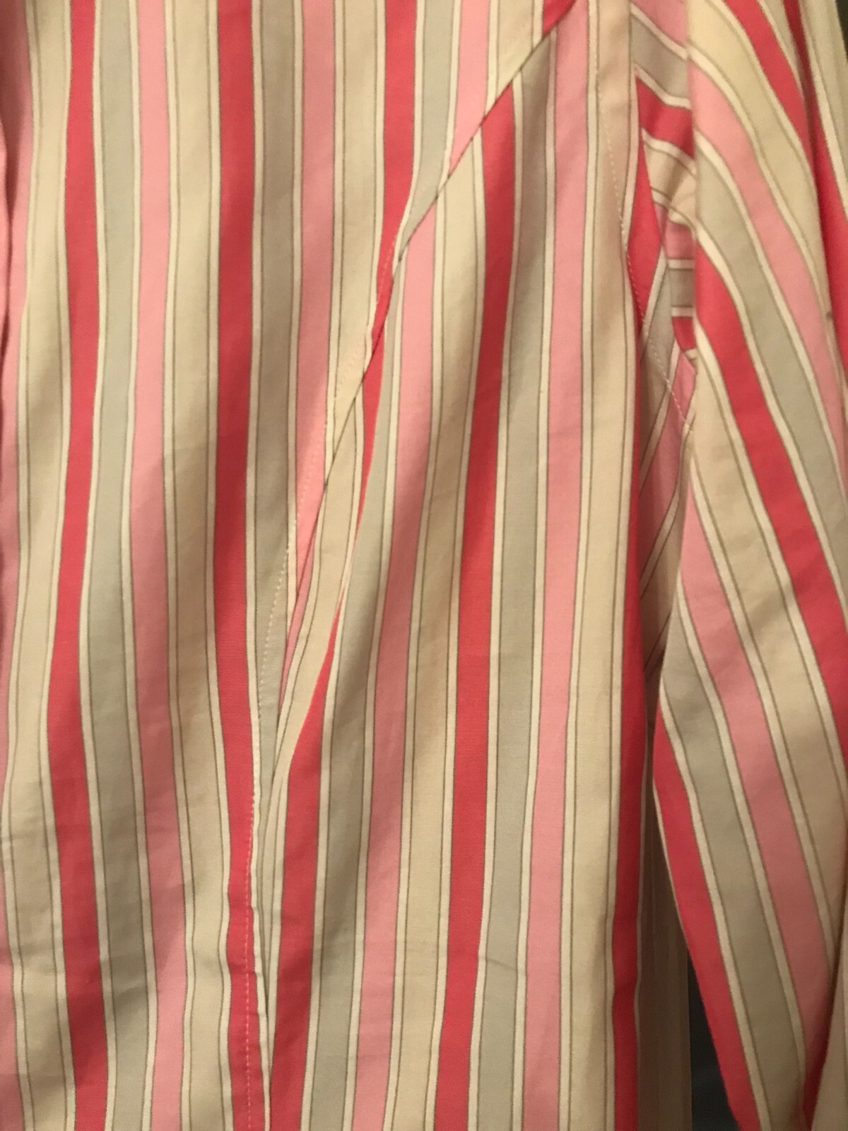 T.M. LEWIN Women's Shirt Pink & Grey Stripe 100 Cotton, foldback Cuff