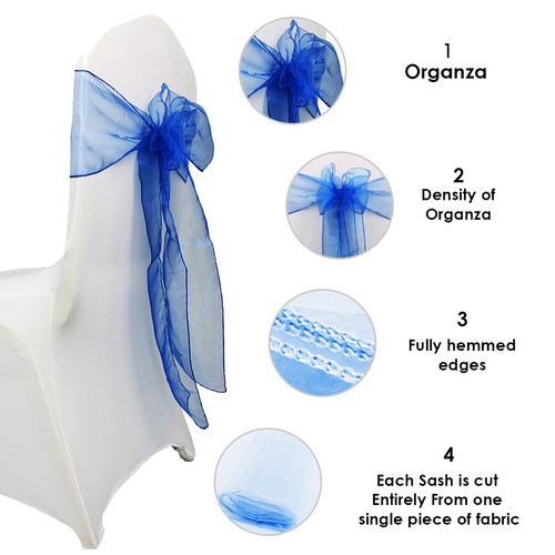 Silla de organza de boda fajas ancho lazo completo para decoración de fiesta 1x-100x - Imagen 149 de 391
